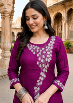 Purple Crush Tissue Co-ord Set with Hand Work