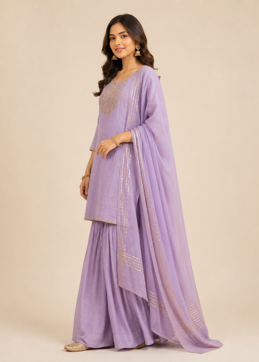 Olive Green Embroidered Kurta Palazzo Set with Dupatta for Women