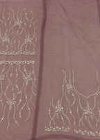 Dusty Mauve Soft Net Handwork Saree with Katdana Jaal & Designer Blouse