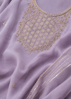 Lavender Embroidered Kurta Sharara Set with Dupatta for Women