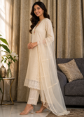 Ivory Chikankari Kurta Pant Set with Organza Dupatta