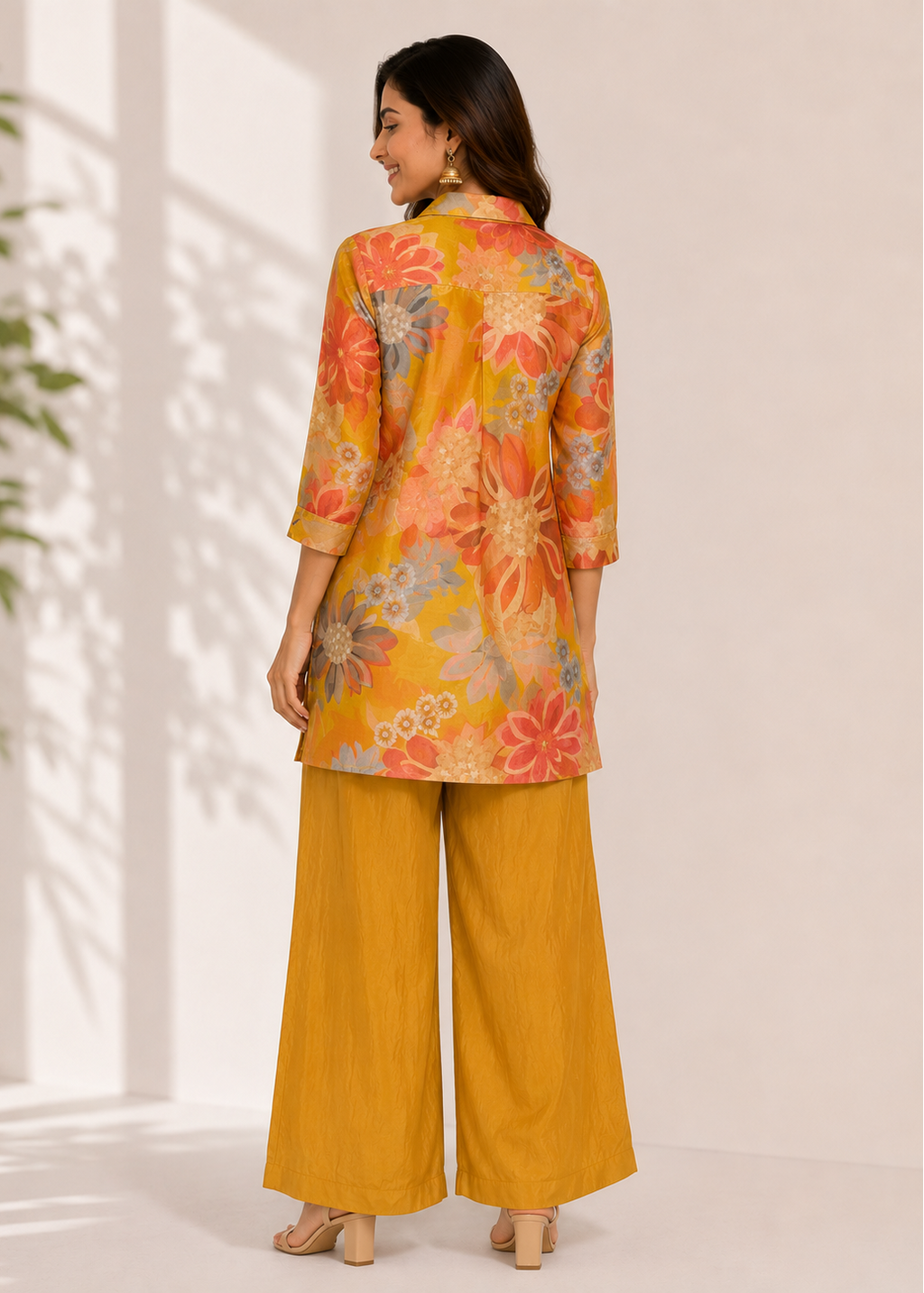 Mustard Floral Embroidered Co-Ord Set