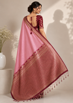 Pink Banarasi Silk Saree with Rich Zari Border