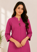 Magenta Striped Italian Crepe Kurta for Women
