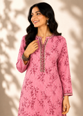 Pink Floral Printed Casual Straight Kurti