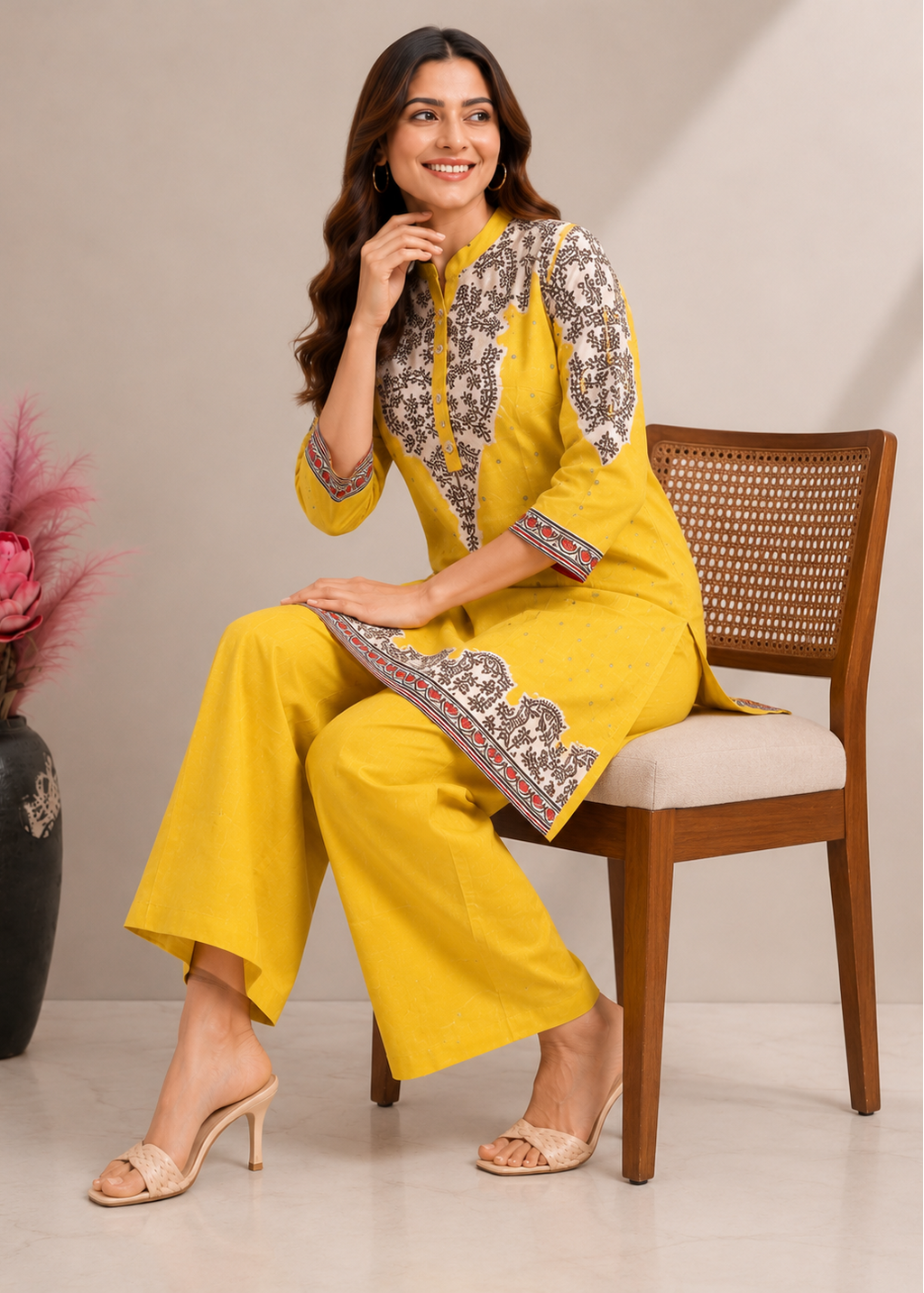 Sunshine Yellow Printed Cotton Co-Ord Set