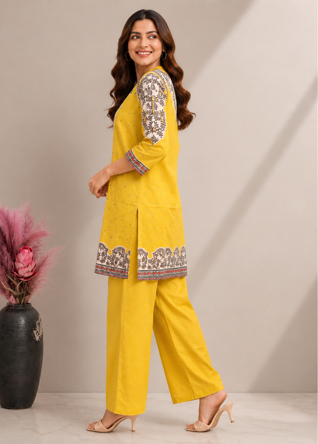Sunshine Yellow Printed Cotton Co-Ord Set