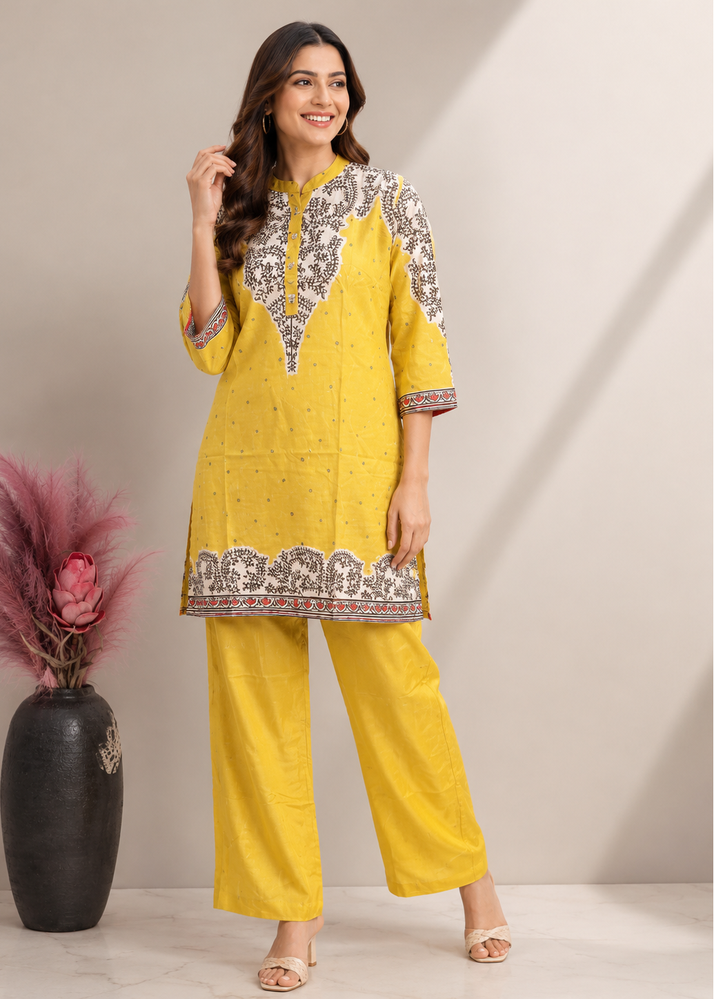 Sunshine Yellow Printed Cotton Co-Ord Set