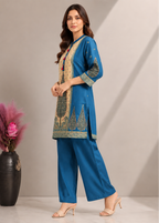 Royal Blue Heritage Printed Cotton Co-Ord Set