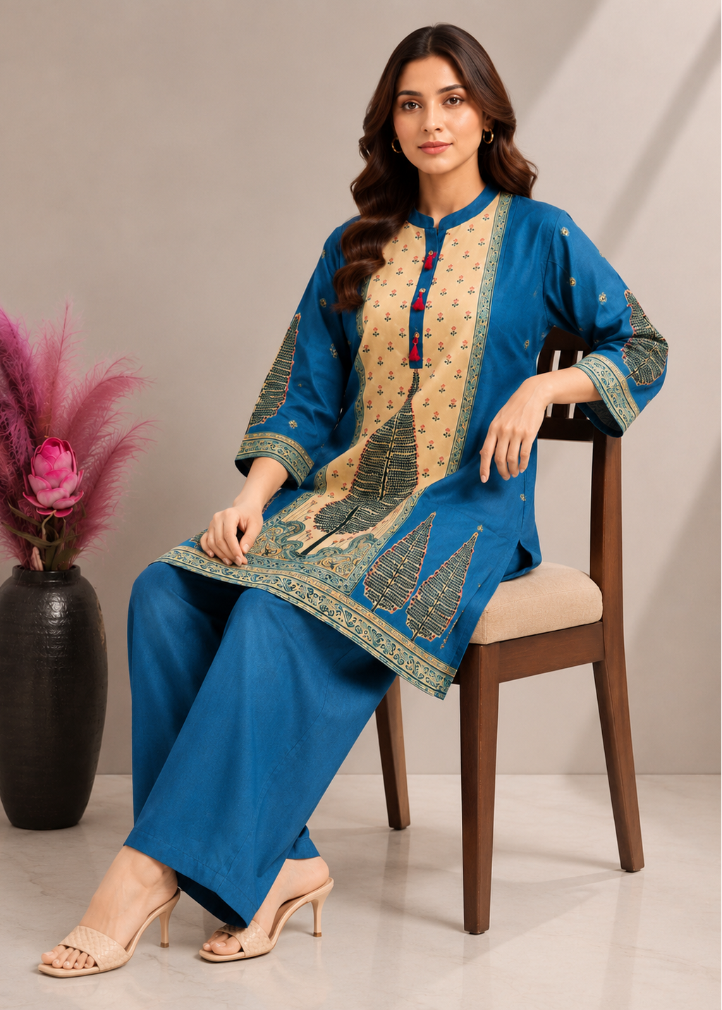 Royal Blue Heritage Printed Cotton Co-Ord Set