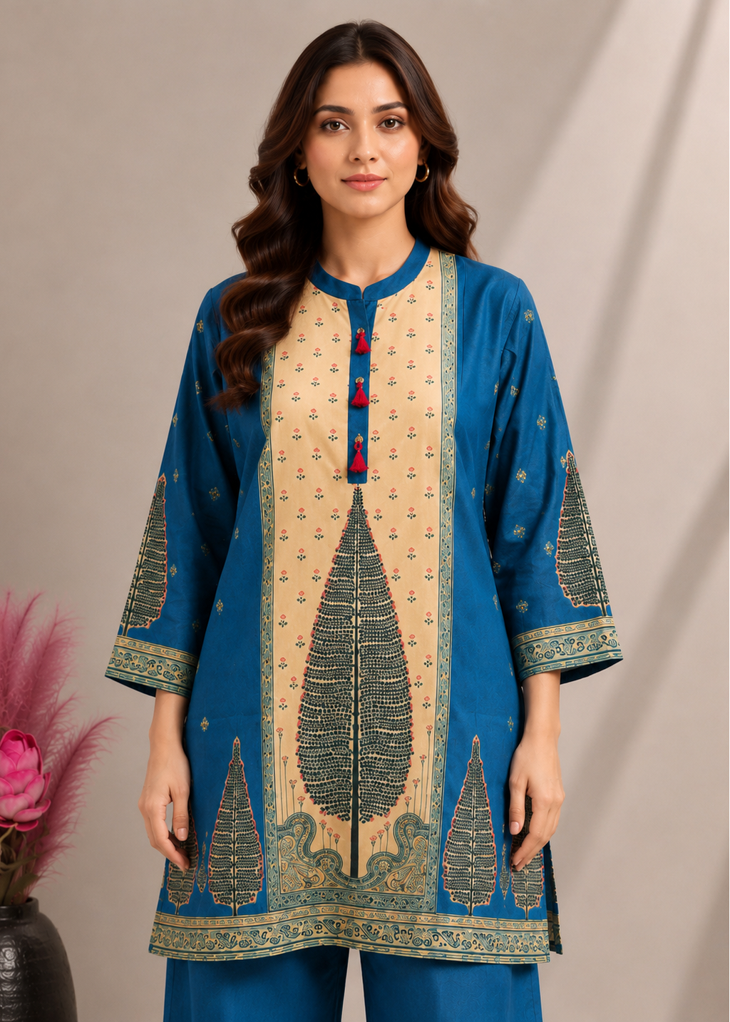 Royal Blue Heritage Printed Cotton Co-Ord Set