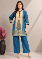 Royal Blue Heritage Printed Cotton Co-Ord Set