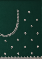 Emerald Green Satin Georgette Saree with Allover Embroidered Weaving Jari Butta & Floral Border