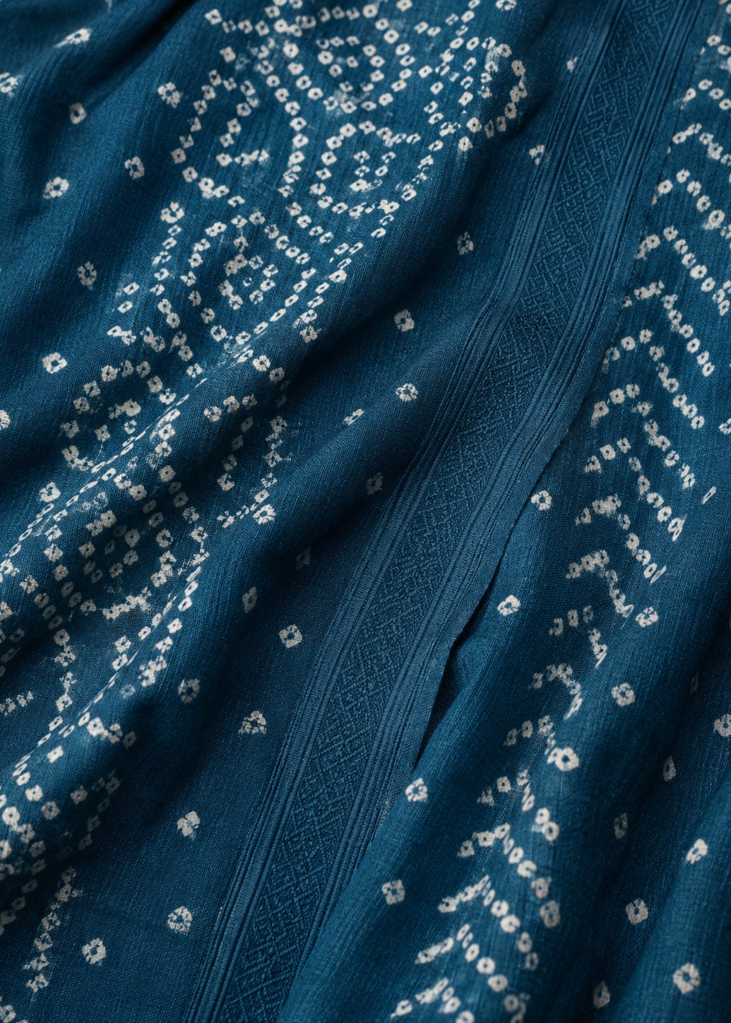 Teal Blue Dabu Print Kurta Set With Dupatta