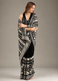 Black Floral Woven Designer Saree with Blouse Piece