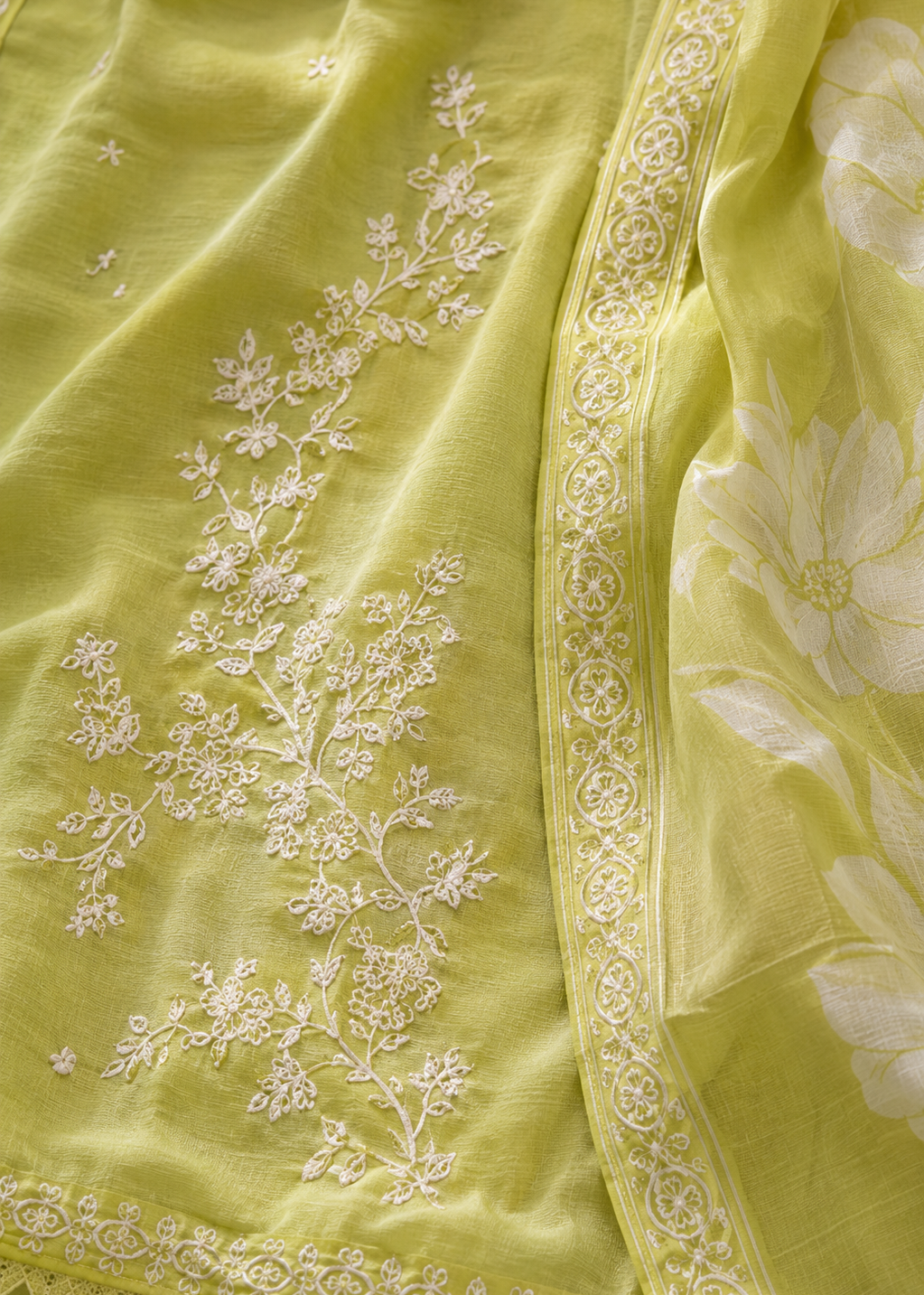 Luxe Lime Organza Dupatta Suit Set