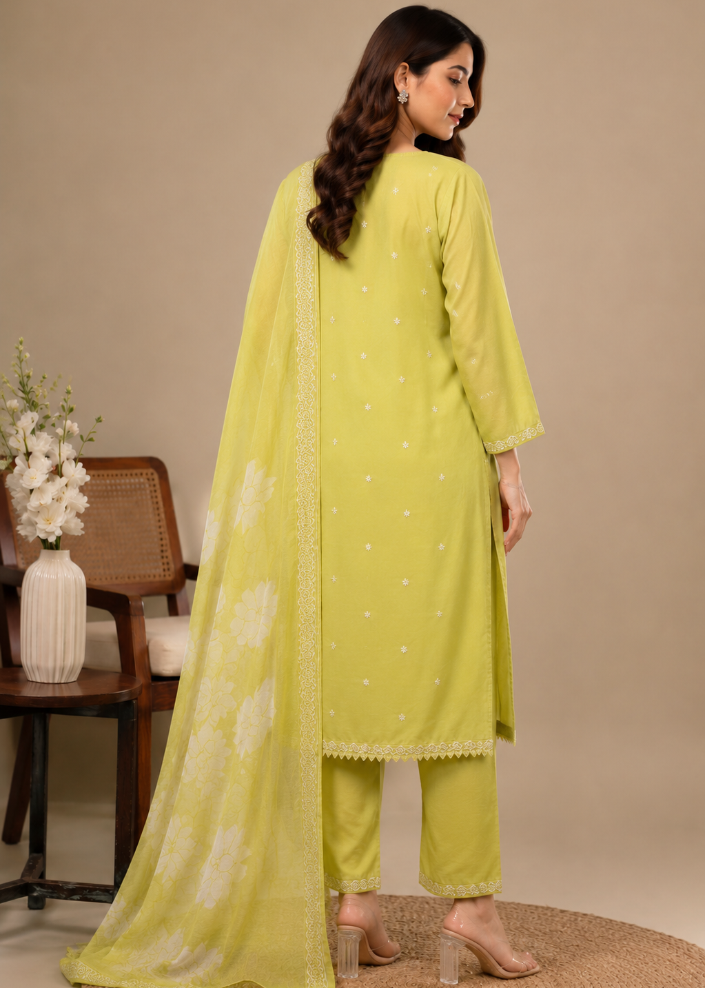 Luxe Lime Organza Dupatta Suit Set