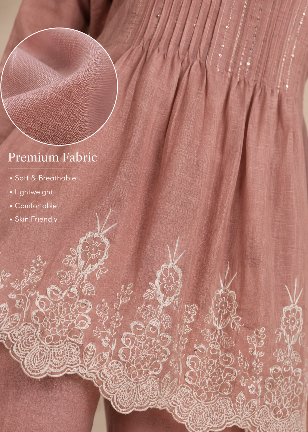 MulChanderi Embroidered Co-Ord Set for Women