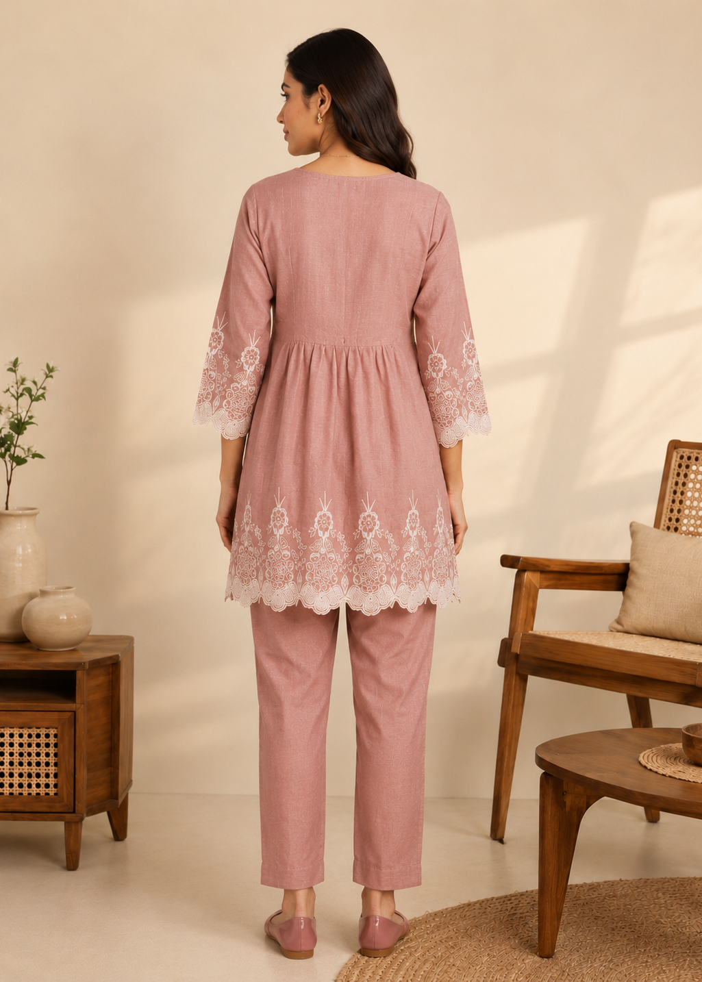 MulChanderi Embroidered Co-Ord Set for Women