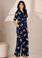 Midnight Blue Floral Printed Co-Ord Set