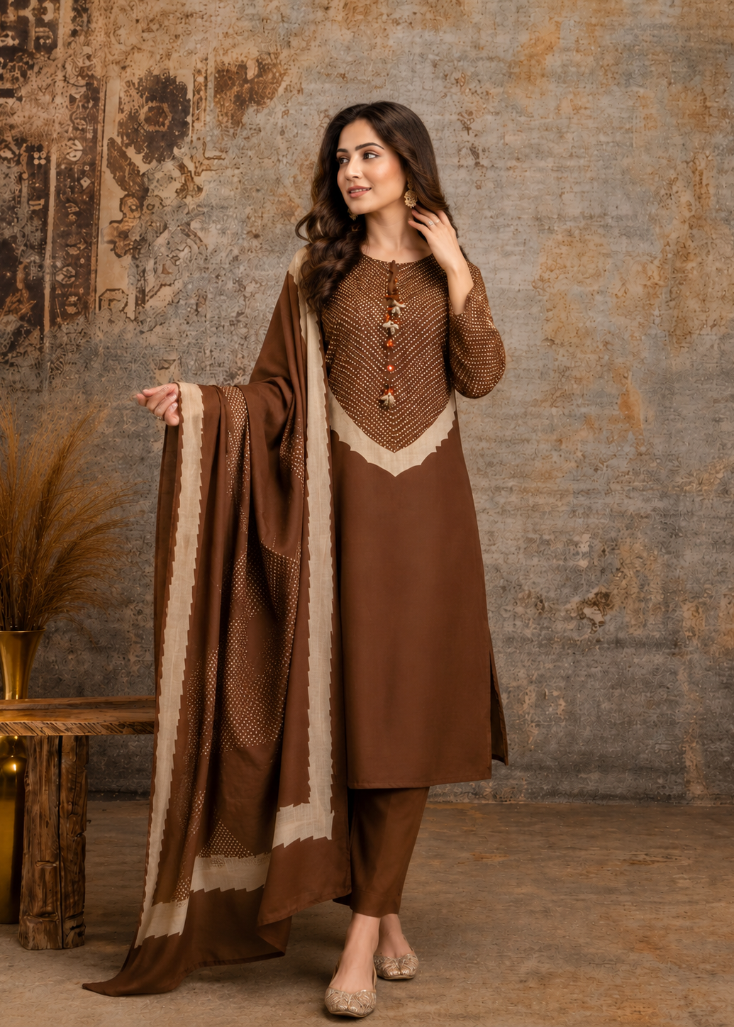 Saanjh Chocolate Brown Kurta Set