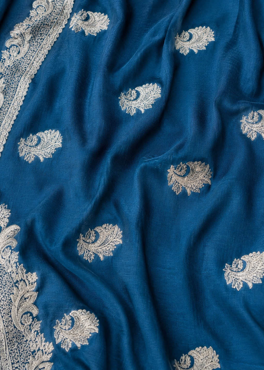 Royal Azure Embroidered Victora Silk Saree