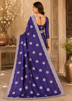 Royal Purple Allover Embroidery Jari Butta & Border Victra Silk Saree