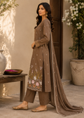 Mocha Brown Swan Embroidered Kurta Set With Embellished Dupatta