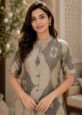 Modern Grey Abstract Printed A-Line Kurti Dress for Women