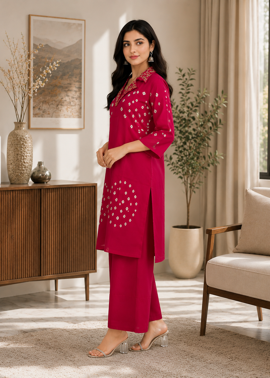 Gulnaar Grace Embroidered Co-Ord Kurti Set
