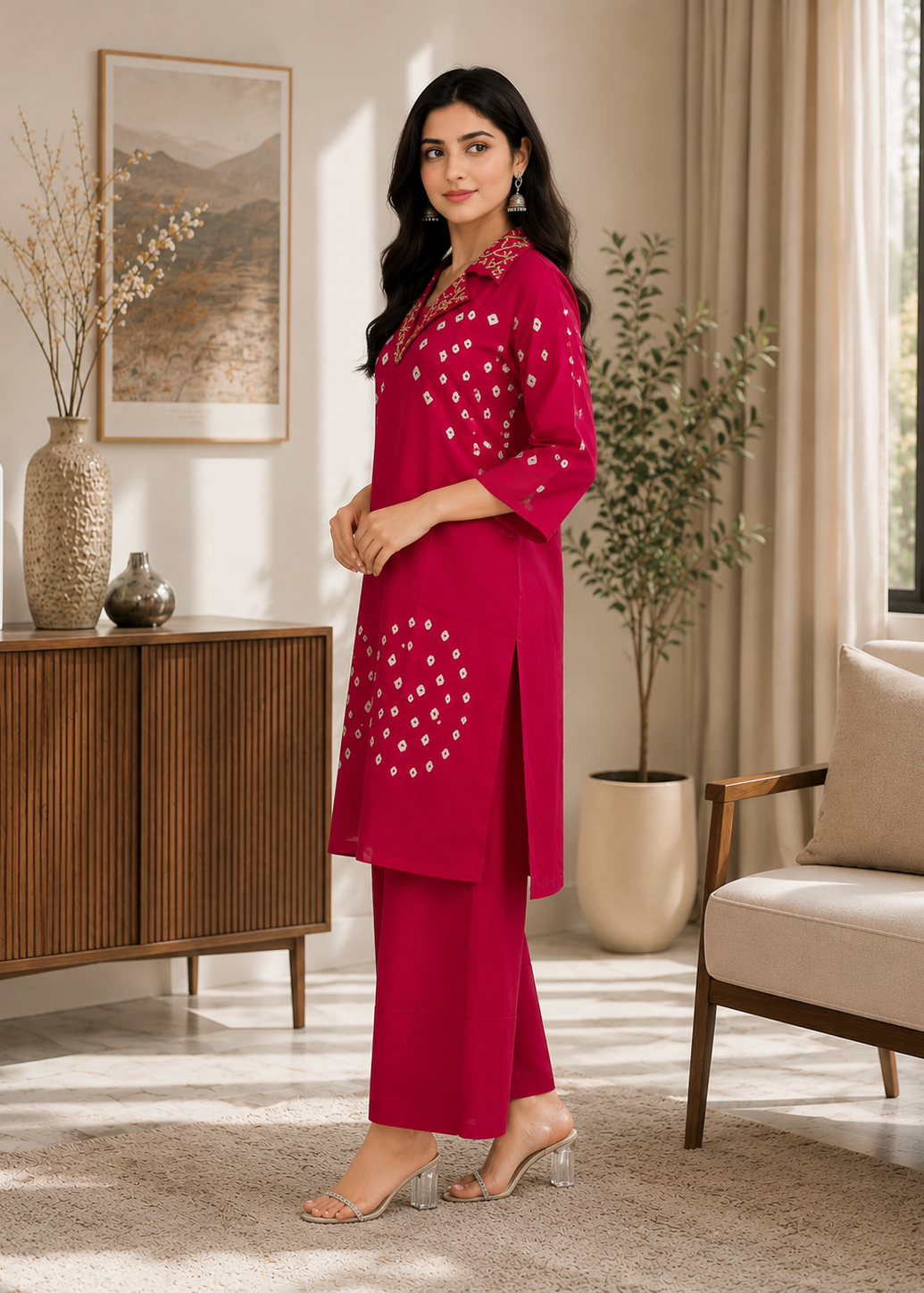 Gulnaar Grace Embroidered Co-Ord Kurti Set