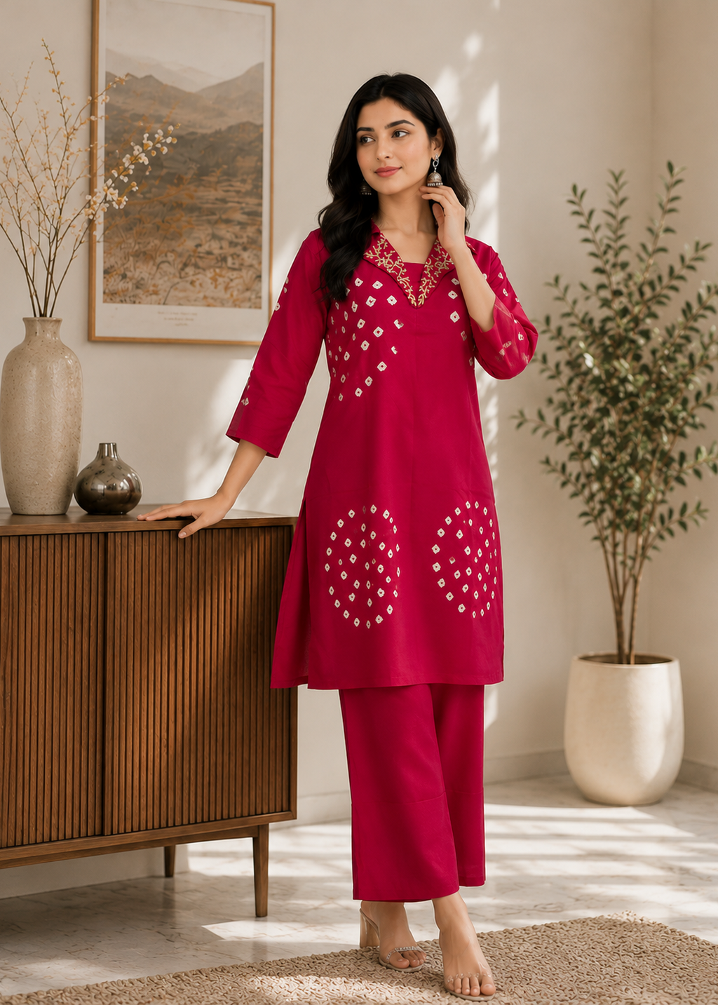Gulnaar Grace Embroidered Co-Ord Kurti Set