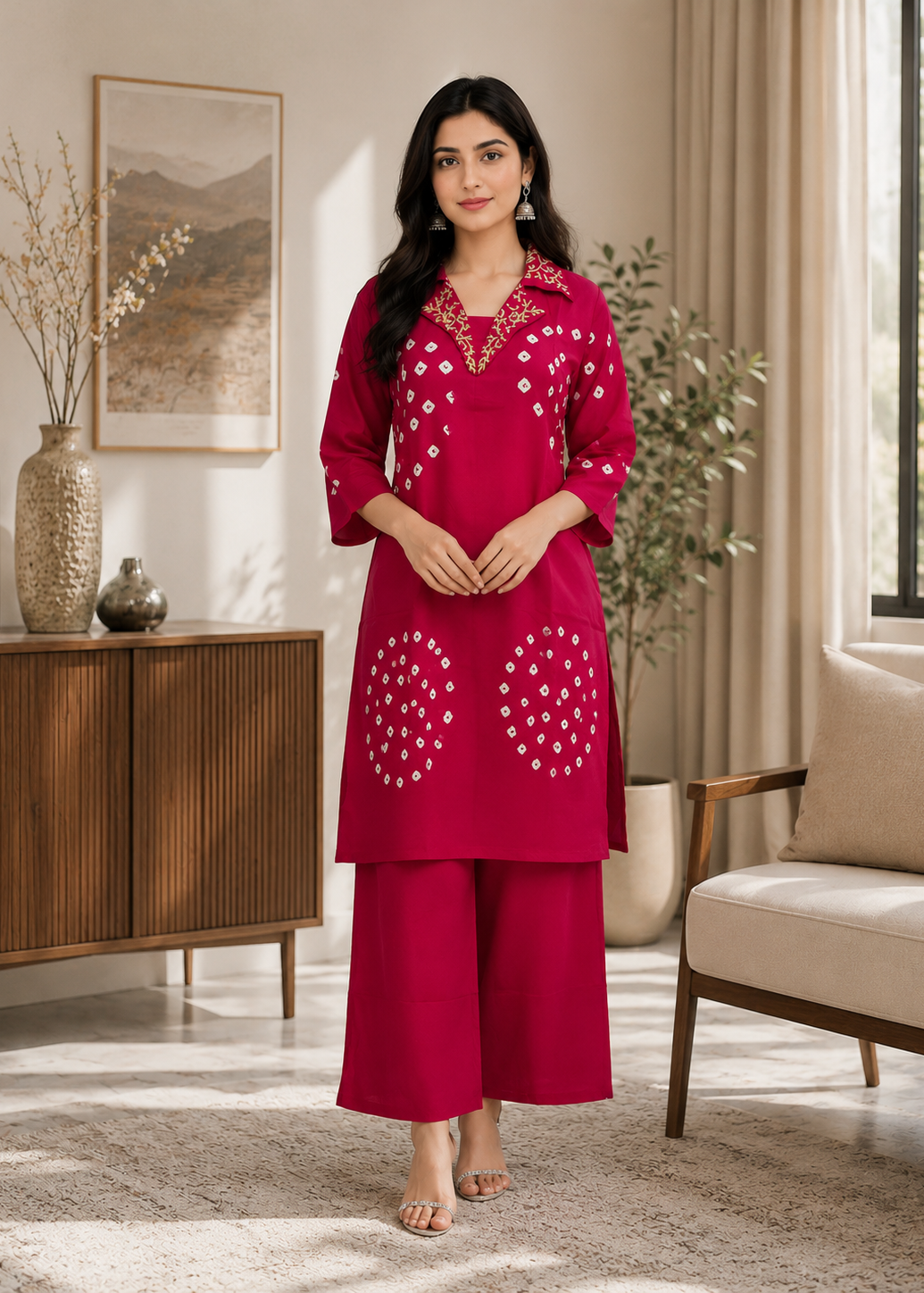 Gulnaar Grace Embroidered Co-Ord Kurti Set