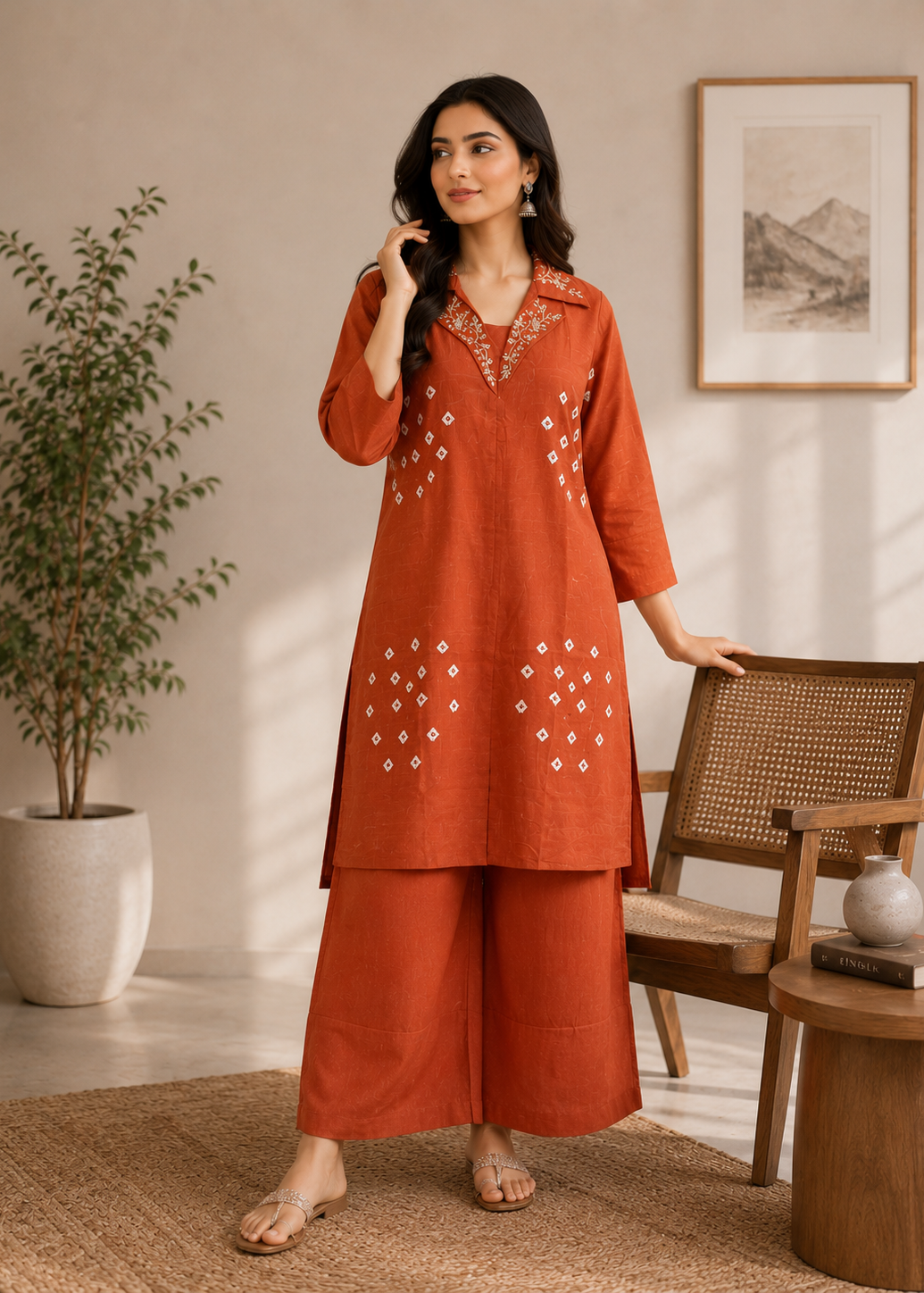 Terra Noor Embroidered Co-Ord Kurti Set