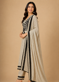 Ivory & Black Geometric Printed Kurta Set with Statement Dupatta