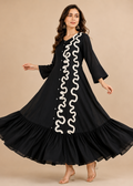 Noiré Flared Black Maxi Dress for Women