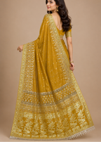 Royal Mustard Gold Gajji Silk Saree with Zari Weaving & Mirror Work